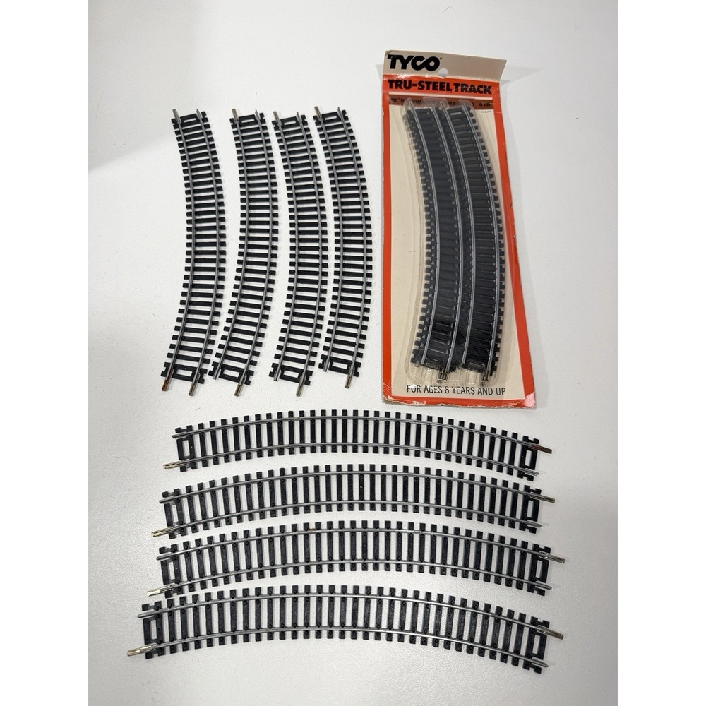 Vintage 1984 Tyco Tru-Steel Model Train Track 18" Radius 4 Pack 418 HO Gauge